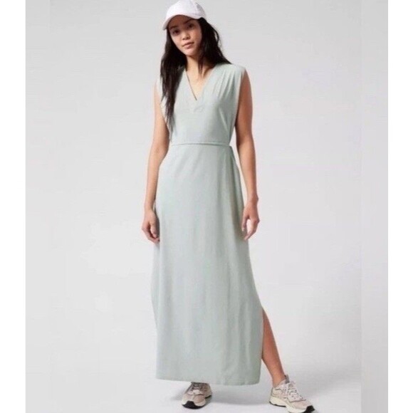 Athleta Marlow Maxi Dress, Size S - Coast Gray - Featherweight Stretch & Pockets - Picture 1 of 9